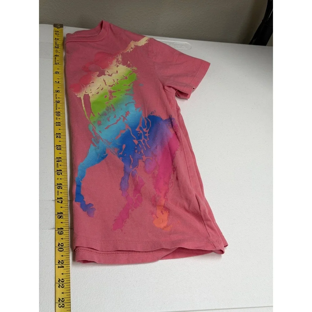 Polo Ralph Lauren T-Shirt Girls XL Pink Rainbow Big Pony Graphic Colorful Casual